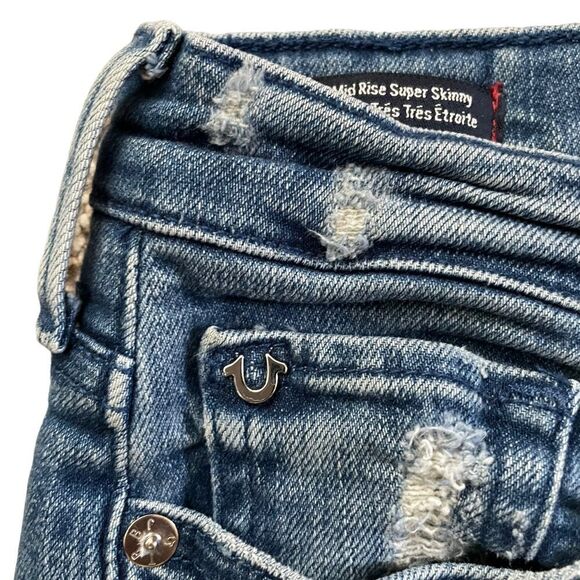TRUE RELIGION Mid Rise Super Skinny Halle Jeans Size 25 - Picture 5 of 7